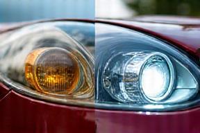 Before and after of headlight restoration